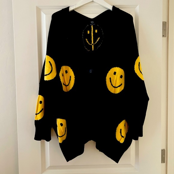 Dressed in LALA Sweaters The Most Fun Oversized Smiley Cardigan
